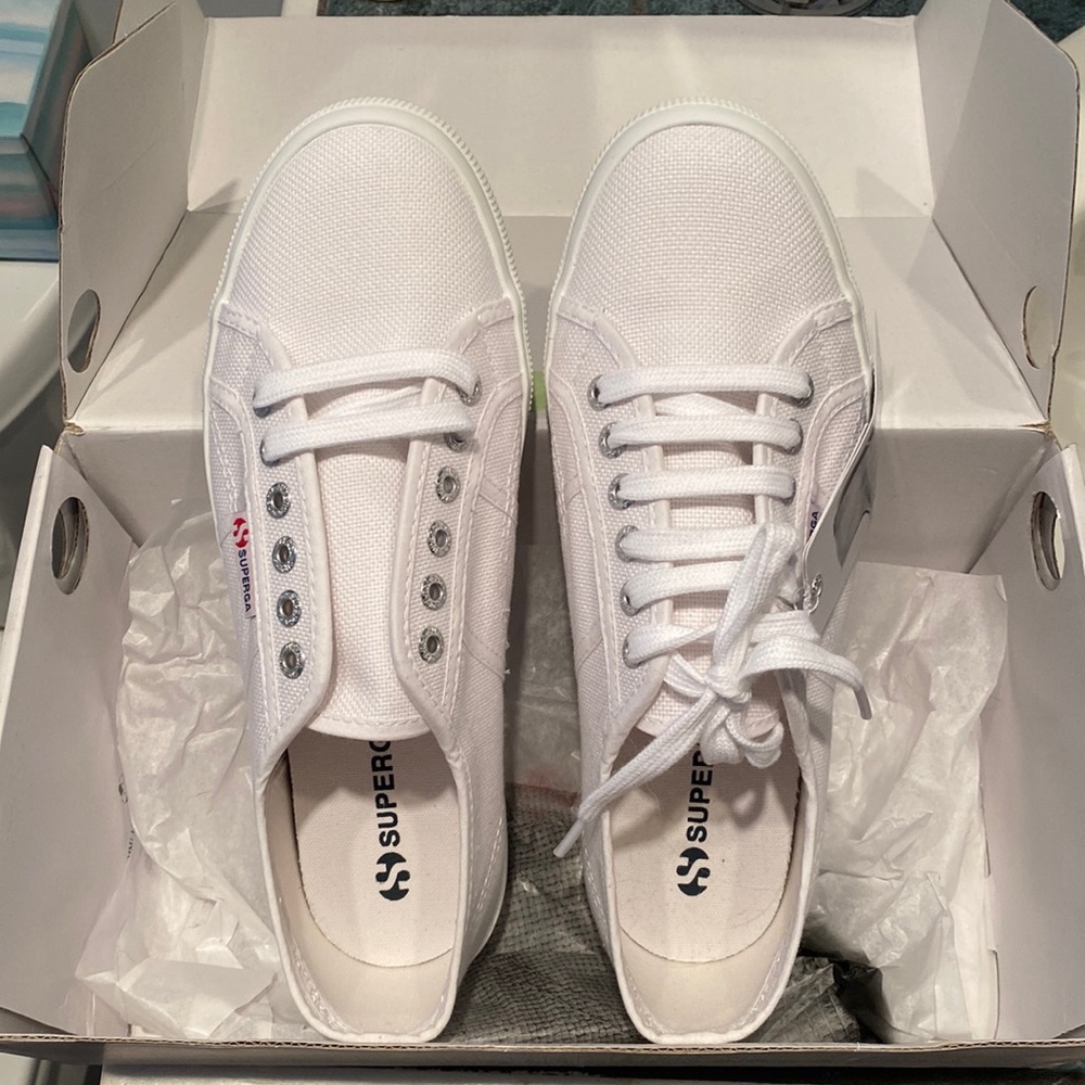Superga white platform sneakers NEW